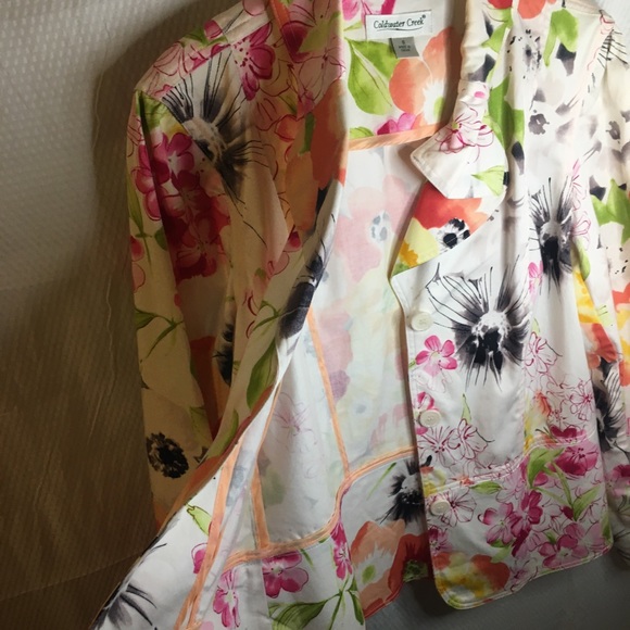 Coldwater Creek | Women’s Colorful Floral Print Pea Coat Jacket - Picture 7 of 16